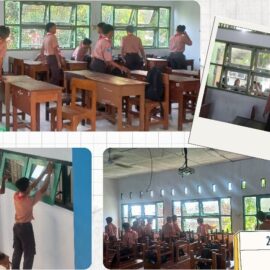 SMEKSA Makin Gagah, Murid Gotong Royong Bersihkan Lingkungan Sekolah